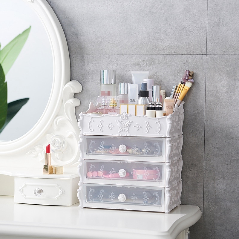 Cajón de plástico para cosméticos contenedor organizador de maquillaje caja para el almacenamiento maquillaje joyas titular de uñas hogar escritorio varios almacenamiento Cas