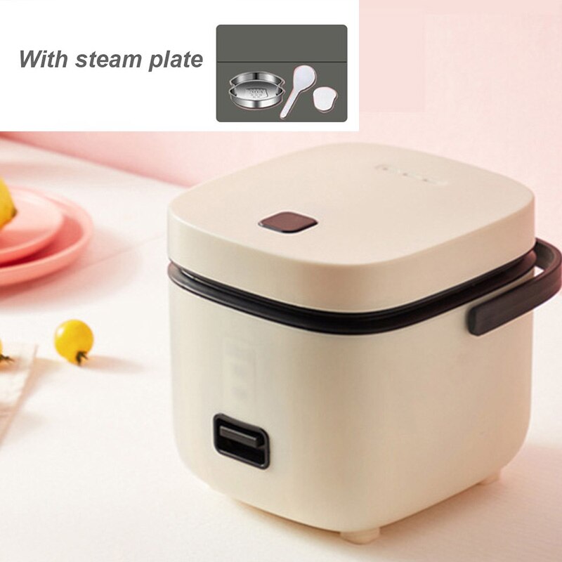 220V 200w Electric Rice Cooker Portable Cooking Pot Food Warmer Electric Heating Cooker Steamer Cooker Insulation Lunch Box 1.2L: White With steam