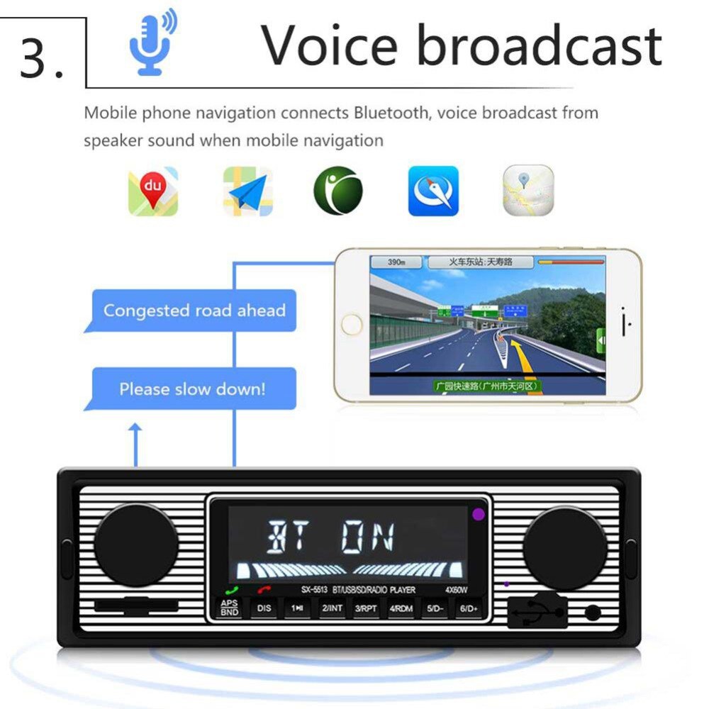 Auto Radio Vintage Autoradio Bluetooth fm-zender Draadloze MP3 Multimedia Speler voor Audio Speler Auto elektronica radio coche