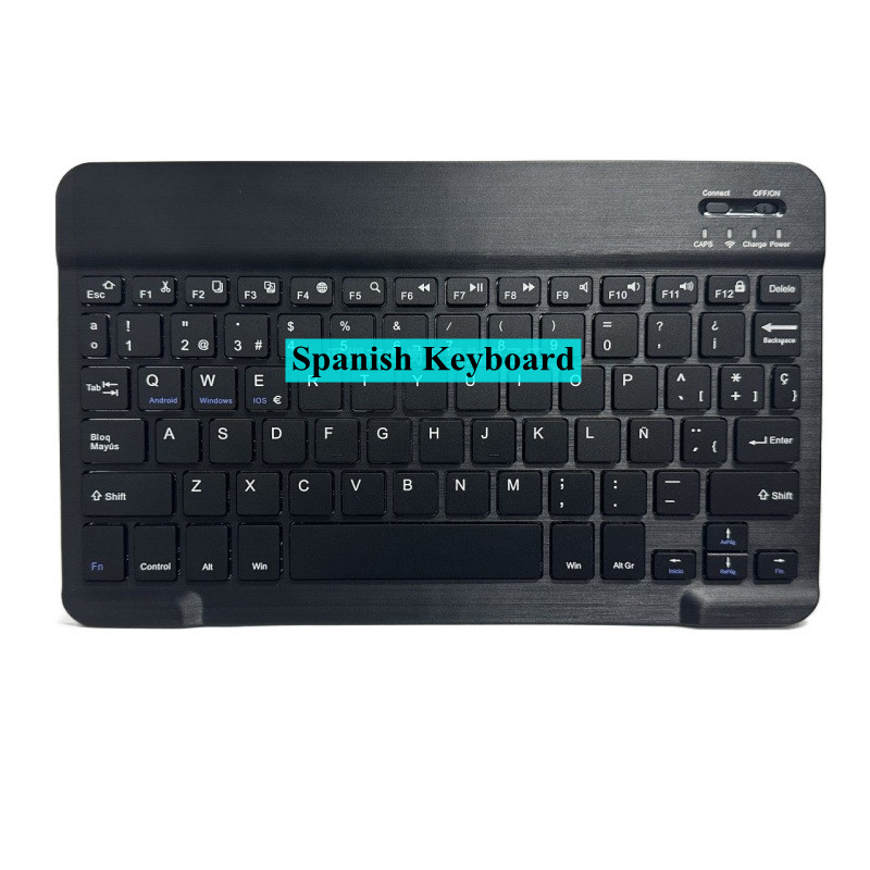 Para Ipad Tablet Azerty teclado tailandés con árabe francés ruso español Bluetooth teclado inalámbrico ratón Android Universal 10": Blanco