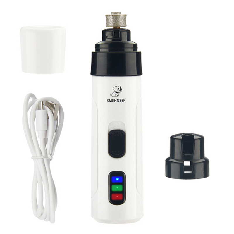 Elektrische wiederaufladbare Hunde-Nagelschleifer, Hunde- und Katzenpfoten, Nagelpflege-Trimmer, Werkzeuge, USB-Aufladung, Haustier-Nagelknipser: Weiß