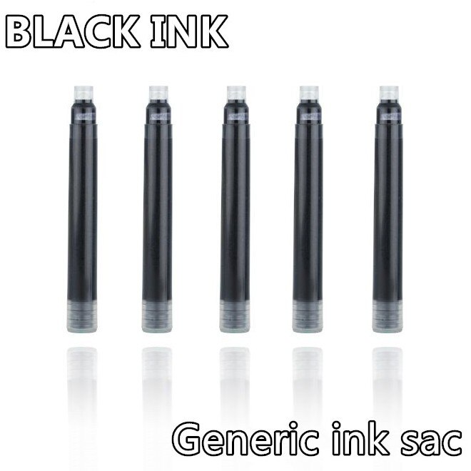 Jinhao-pluma estilográfica Universal, cartuchos de tinta, recarga de pluma, color negro, morado y azul, 20 Uds.: 20PCS black