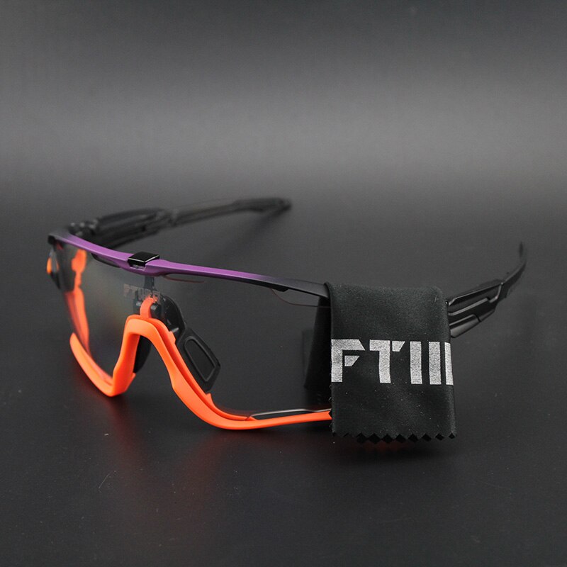Photochromic Polarized Glasses Cycling Eyewear Bicycle Glass MTB Bike Bicycle Riding Fishing Cycling Sunglasses gafas ciclismo: Gradient purple / Photochromic-6lens