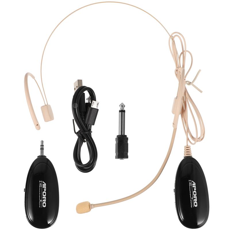 1 set eenvoudige, duurzame, multifunctionele microfoon van plastic, draadloze luidspreker, hoofdtelefoon en microfoon