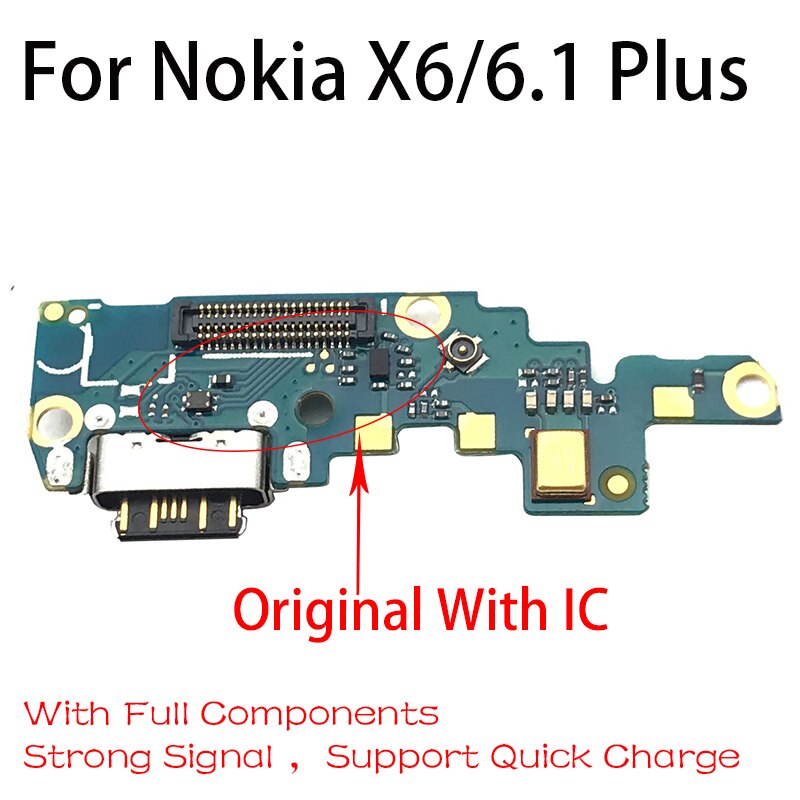 Type-C USB Charging Port For Nokia 6 7 plus 5.1 6.1 7.1 8.1 Plus X5 X6 X7 5.3 3.2 Dock Connector Flex Cable Board Ribbon: 6.1 Plus X6 Original