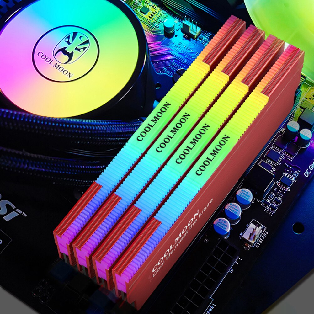 COOLMOON CR-D134S ARGB RAM Heatsink,Heat Spreader Cooler for Desktop PC,15v-3pin male / female interface,Support controller RGB