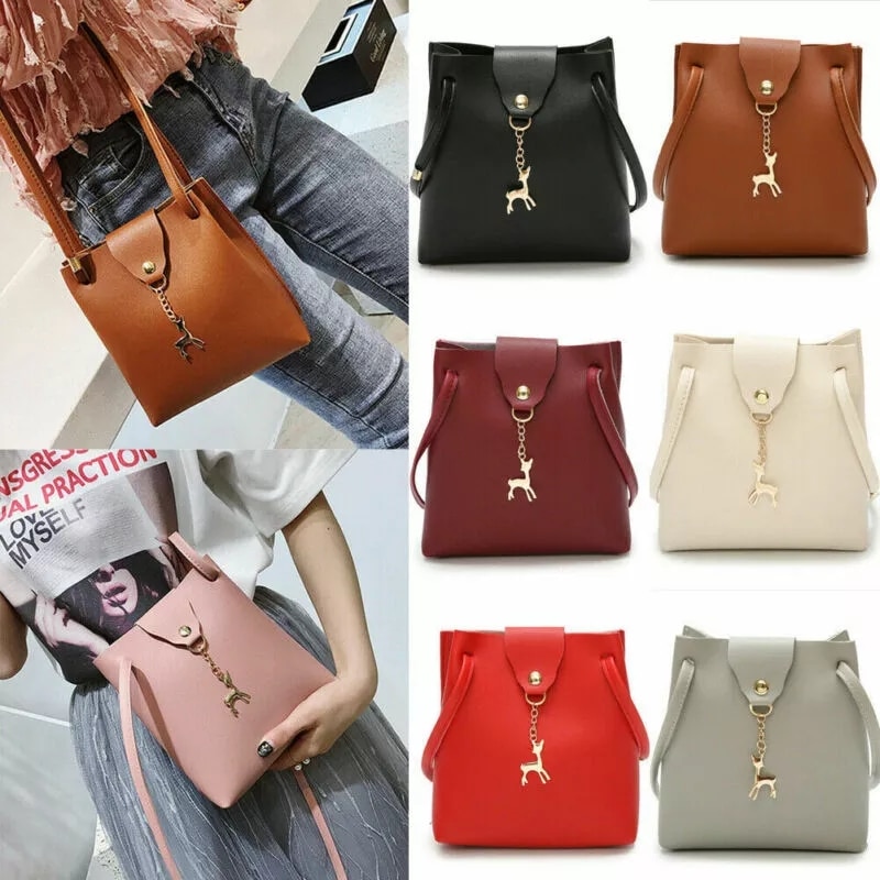 Moda feminina senhoras bolsa de couro sólido ferrolho com pingente bonito ombro mensageiro crossbody saco festa