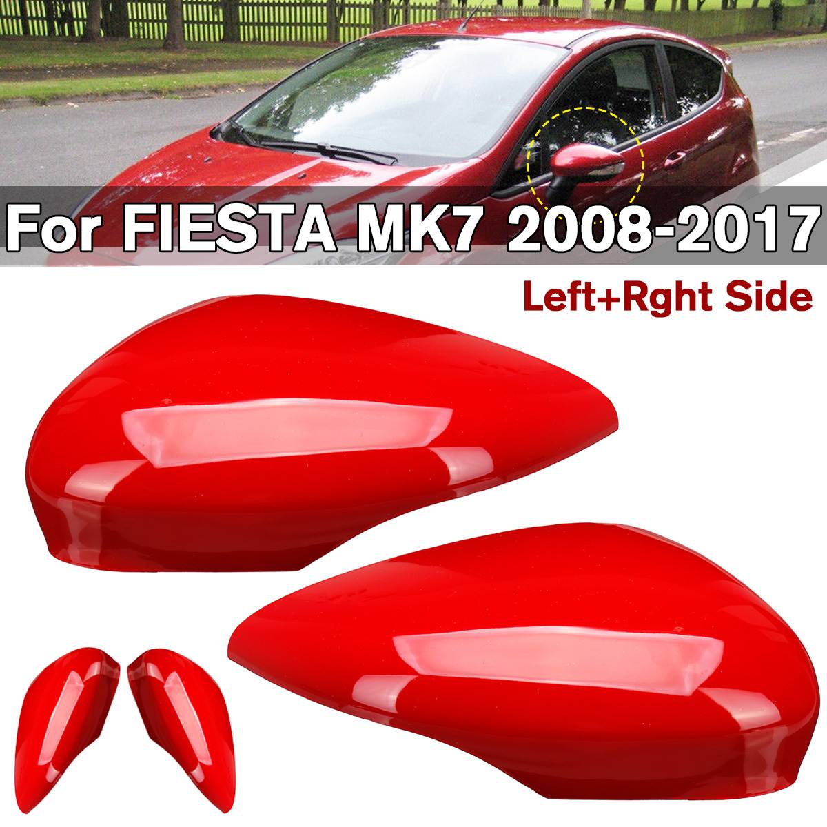 Auto Vleugel Deur Achteruitkijkspiegel Rood Spiegel Cover Trim Case Links Rechts Wing Voor Fiesta Modellen MK7 -