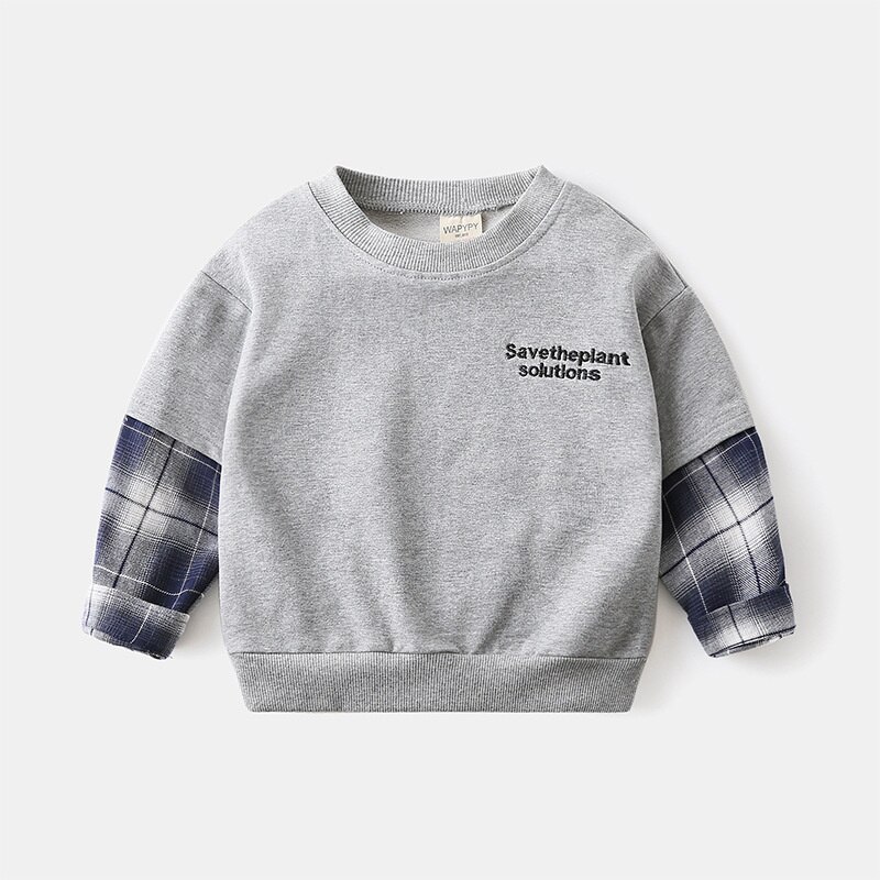 Mudkingdom Jungen Sweatshirts Rippen Klar Crewneck Baumwolle Langarm Tops Frühling und Herbst Tropfen Schulter Kid Kleidung: Gray / 3T