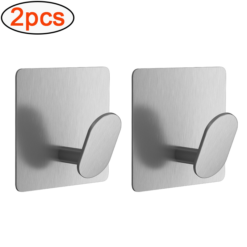 Ganchos para bata de baño de acero inoxidable, gancho adhesivo para pared, toallero, Hardware de cocina y baño, gancho para colgar multiusos, 4/1 Uds.