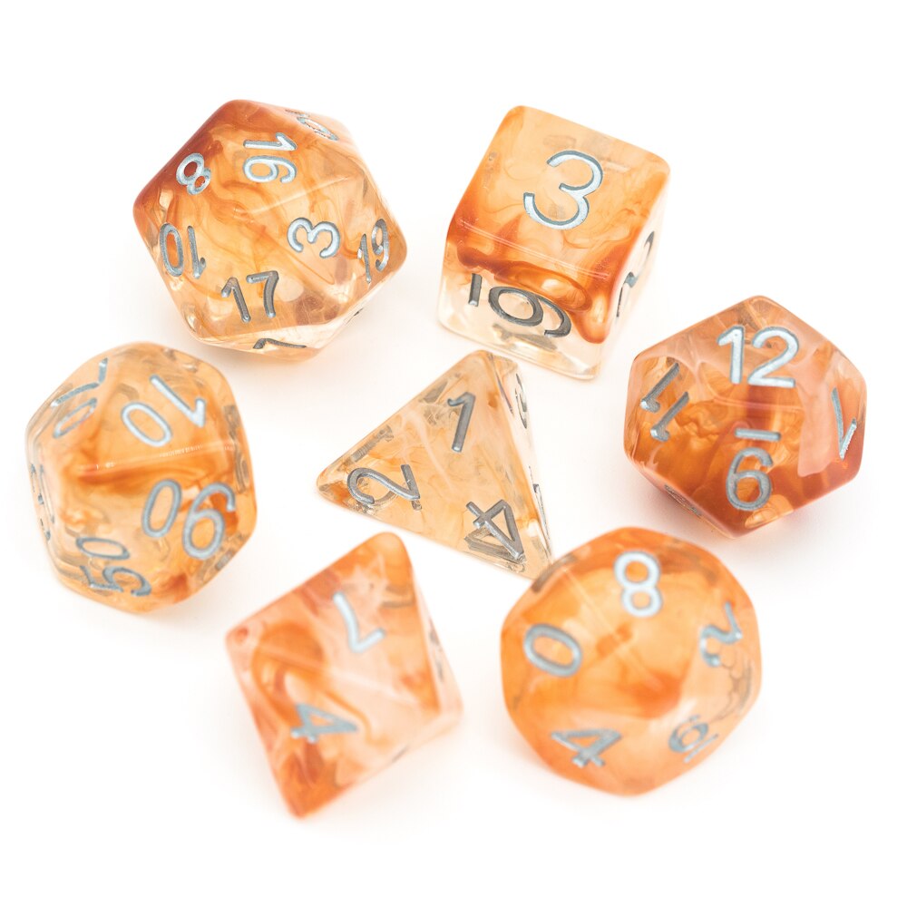 7 pièces/ensemble tourbillon mdn dés D & D dés D4 D6 D8 D10 D % D12 D20 jeux polyèdres jeu de dés pour jeux de Table MTG RPG: Brown White