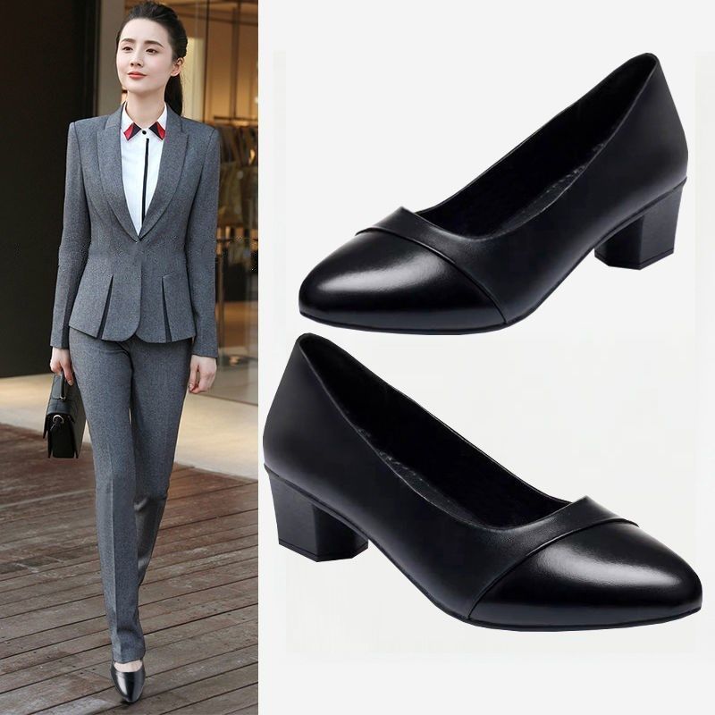 Escarpins souples à talons bas pour femmes, chaussures simples confortables à semelles souples, sandales pour mères d&#39;âge moyen, chaussures de travail à mi-talon, 2022