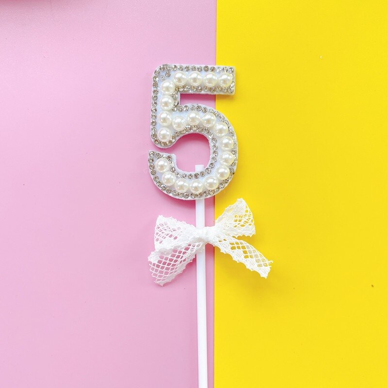1Pc Glitter Alloy Rhinestone Number Cake Toppers Baby Shower Birthday Decoration Wedding Gold Silver Digital Cakes Dessert Decor: Light Grey