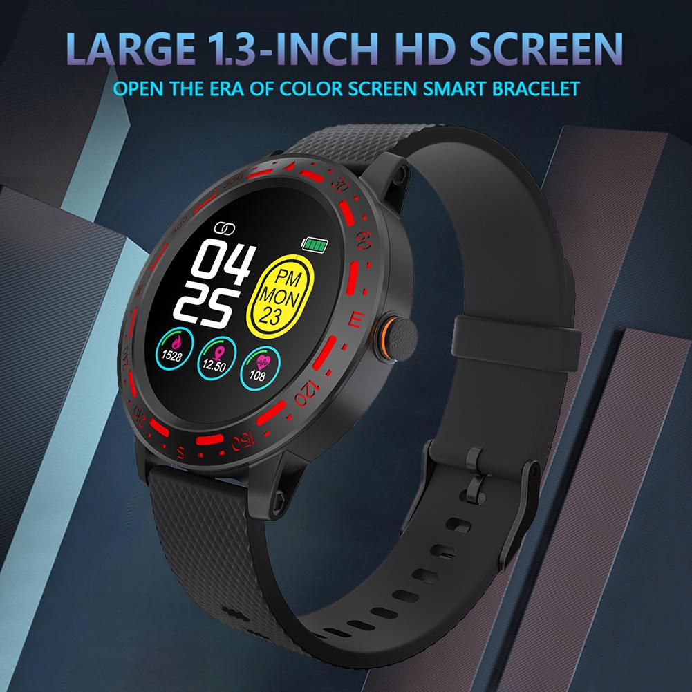S18 1.3 zoll-touchscreen, herzfrequenzmesser, blutdruckmessgerät, sport-smartwatch, individuell anpassbare alarme, erinnerungsfunktion, schlafüberwachung