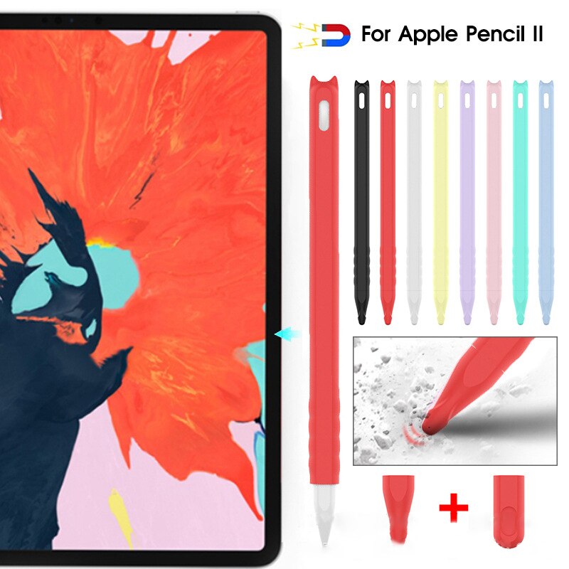 For Apple Pencil2 Generation Pen Silicone Case Ipad Stylus Anti-falling Non-slip Protective Shell For Pencil 2nd Accessory