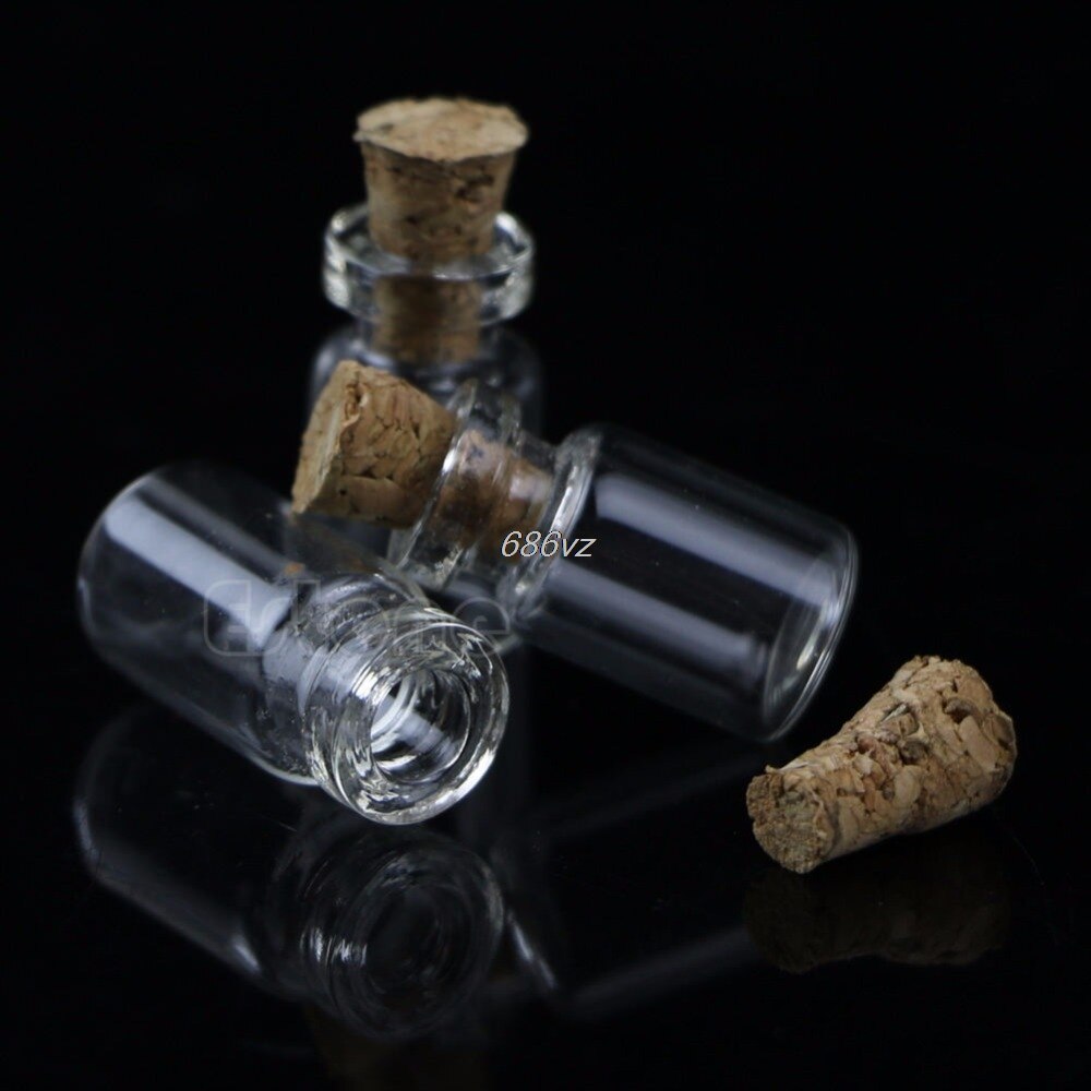10pcs Kleine Lege Clear Glazen Fles Flesjes met Kurk Opslag Craft 0.5ml 10*18mm N24