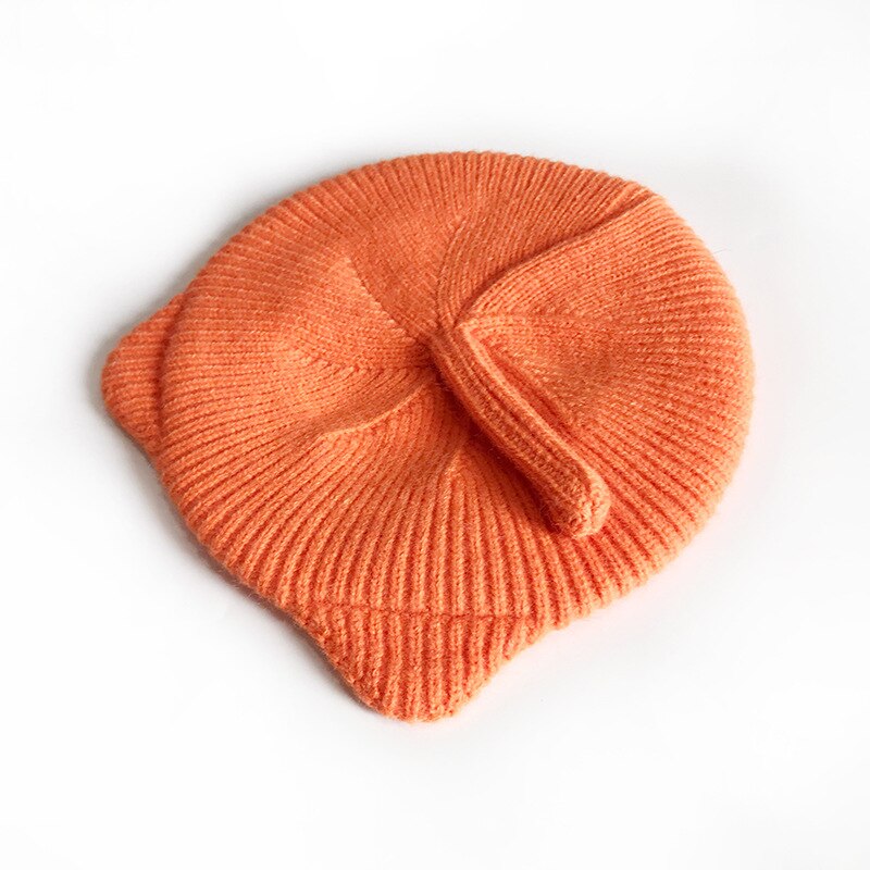 Children Baby Beret Hat Cap for Boys Girls Arrivals Cat Ears Winter Warm Toddler Kids Hat Woolen Knitted Cap: Orange