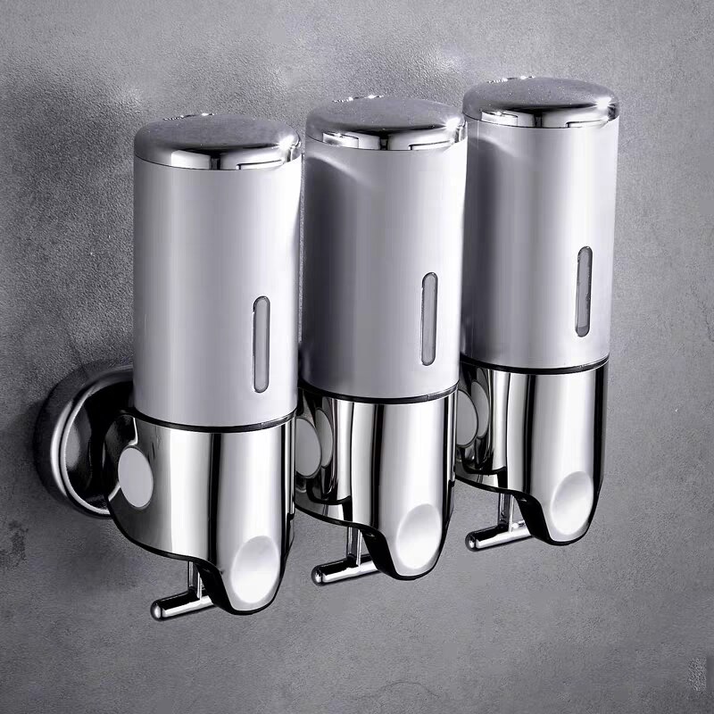 Badkamer Schuim Zeepdispenser Handdesinfecterend Houder Wall Mount Zeep Shampoo Head Vloeibare Douche Dispenser Voor Badkamer Accessoires: 3 Silver