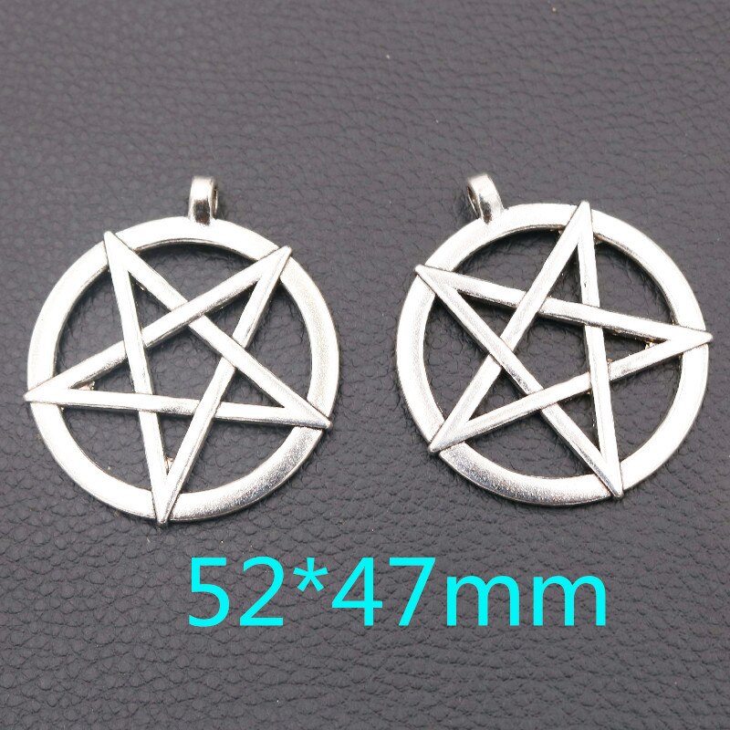 2pcs Charm Star Pentagram 52 * 47mm Necklace DIY Jewelry Pendant For Men's Handicraft Making A2199