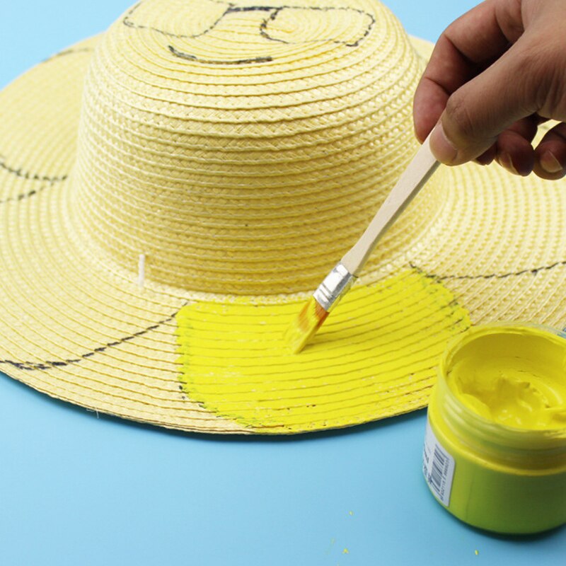 DIY Stro Hoeden Voor Kinderen Zomer Strand Cap Jongen meisje Schilderen Creatie Hoed Tekening Doodle Strohoed Effen Kleur YY1838