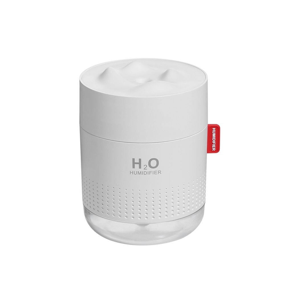 500ml bærbar ultralyd luftfugter sne bjerg  h2o usb aroma luft diffusor med romantisk natlampe humidificador diffusor: Hvid