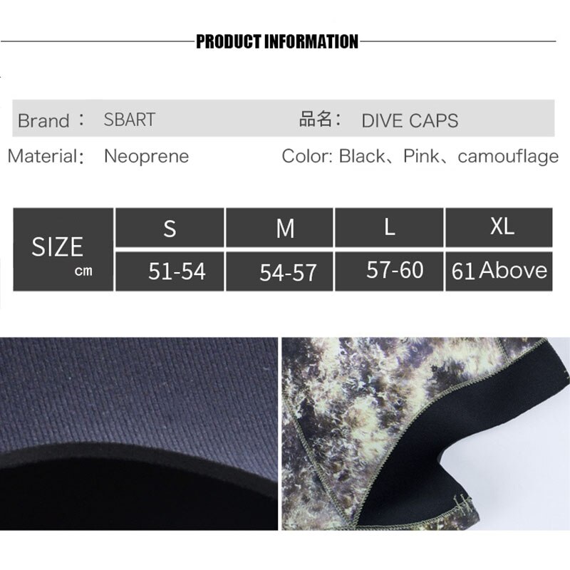SBART 3mm neoprene dive hood cap for scuba diving cold water scuba dive sports Cap Waterproof keep warming Brand