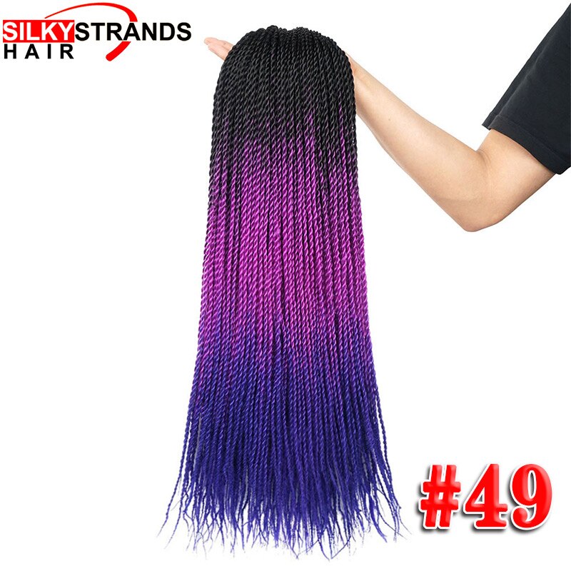 Extensiones de cabello trenzado ombré con hebras sedosas, trenzas de ganchillo sintéticas, colores grises y rubios: P4 / 30 / 6 unids/lote
