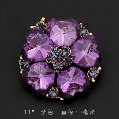 1 pz/lotto 30/38mm gonna visone pelliccia cachemire strass cristallo bottone visone colletto bottone cappotto pulsante C271: viola / 30mm