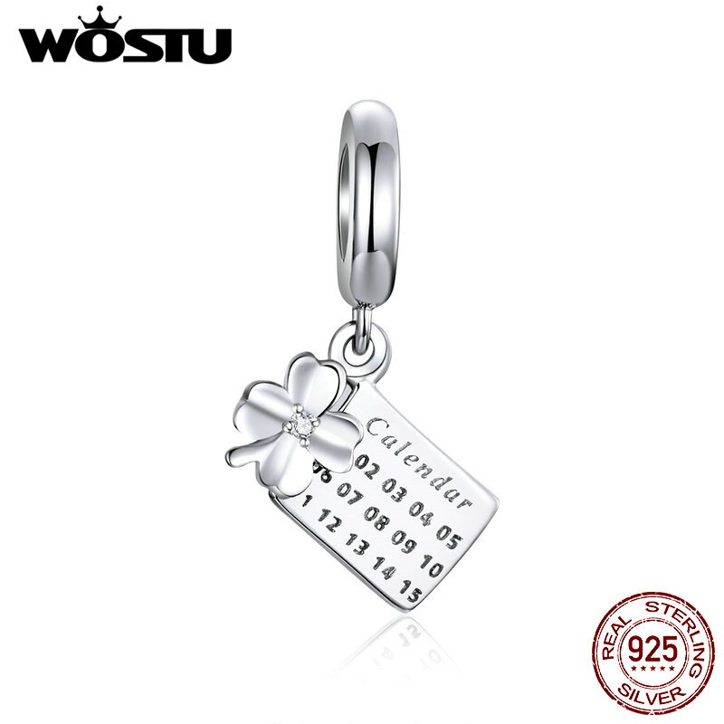 WOSTU Originale 925 Sterling Silver branelli di Fascino del coniglio di AMORE Del Fiore Del Pendente Del Panda Pendenti E Ciondoli Misura I Braccialetti Donne Gioielli FAI DA TE: DAC257