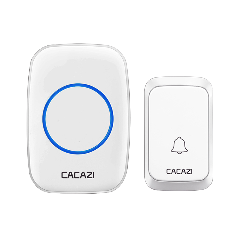 CACAZI Door Bells 1 2 Button 1 2 Receiver Waterproof Wireless Doorbell Light 300M Remote Cordless Call Bell 58 Chime White: White1x1 / EU plug