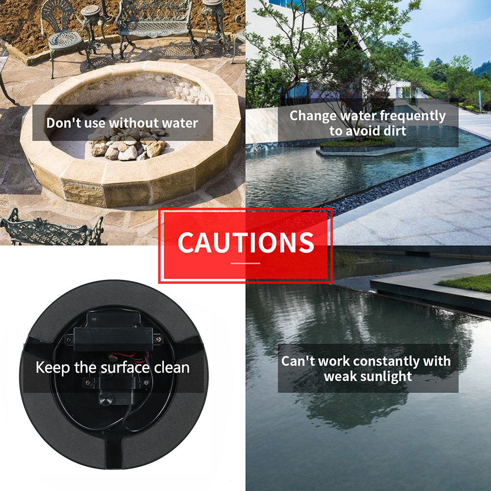 Solar Fountains 6pcs Different Sprinkler Landscape Garden Decoration Pond Water Circulation Bird Bath Photosensitive Lighting