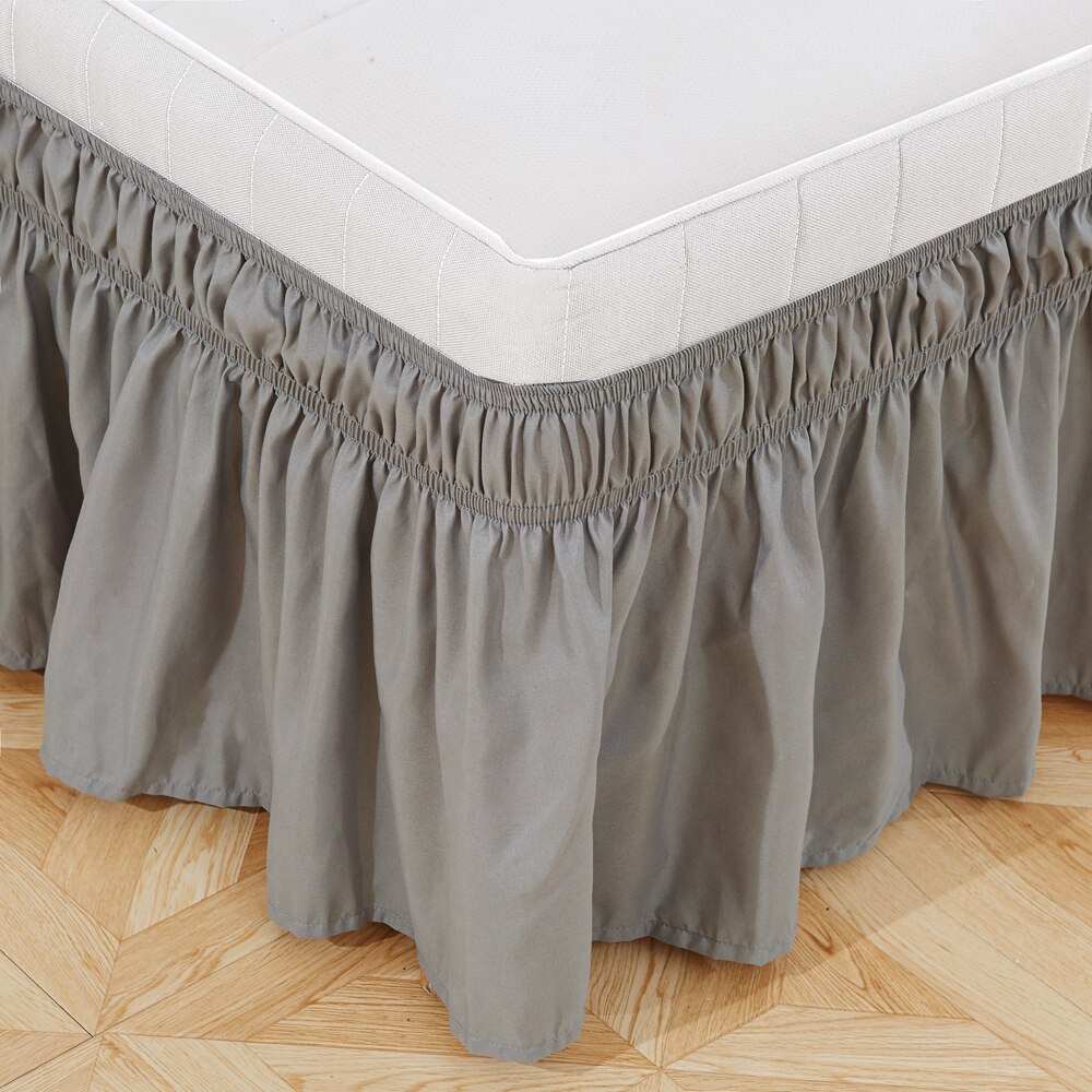 Wrap Around Ruffled Bed Skirt with Adjustable Elastic Belt Wrinkle Free Bedskirt Dust Ruffles, Bed Frame Cover Queen King Size: QHUI / Twin(39x75x15in)