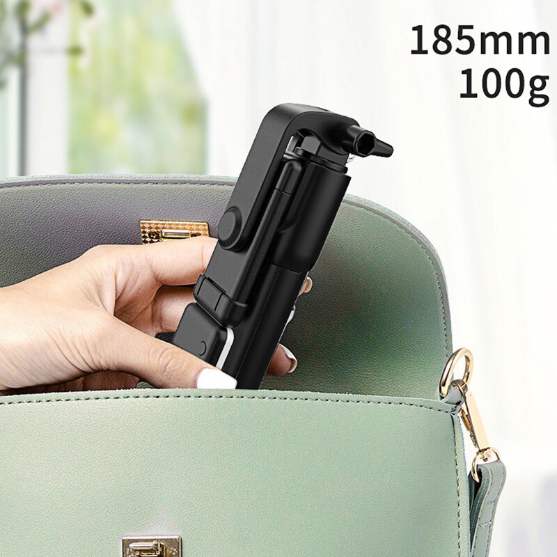 Wireless bluetooth selfie stick foldable mini tripod with fill light shutter remote control for IOS Android Smart phone