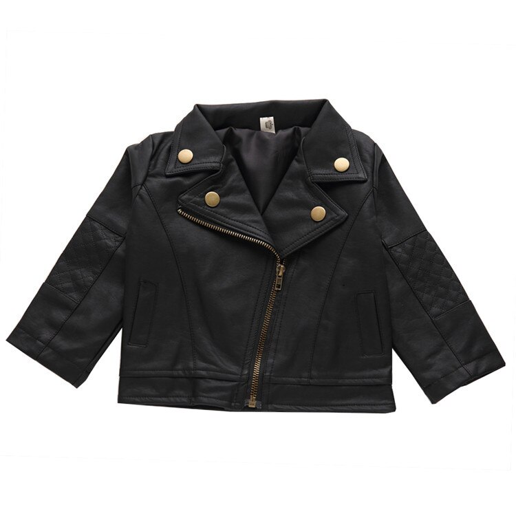 Mode Jongens Pu Leren Jas Meisjes Herfst Bovenkleding Kids Revers Jas Kinderen Kindje Korte Rits Lederen Jassen: Black Boy / 5T