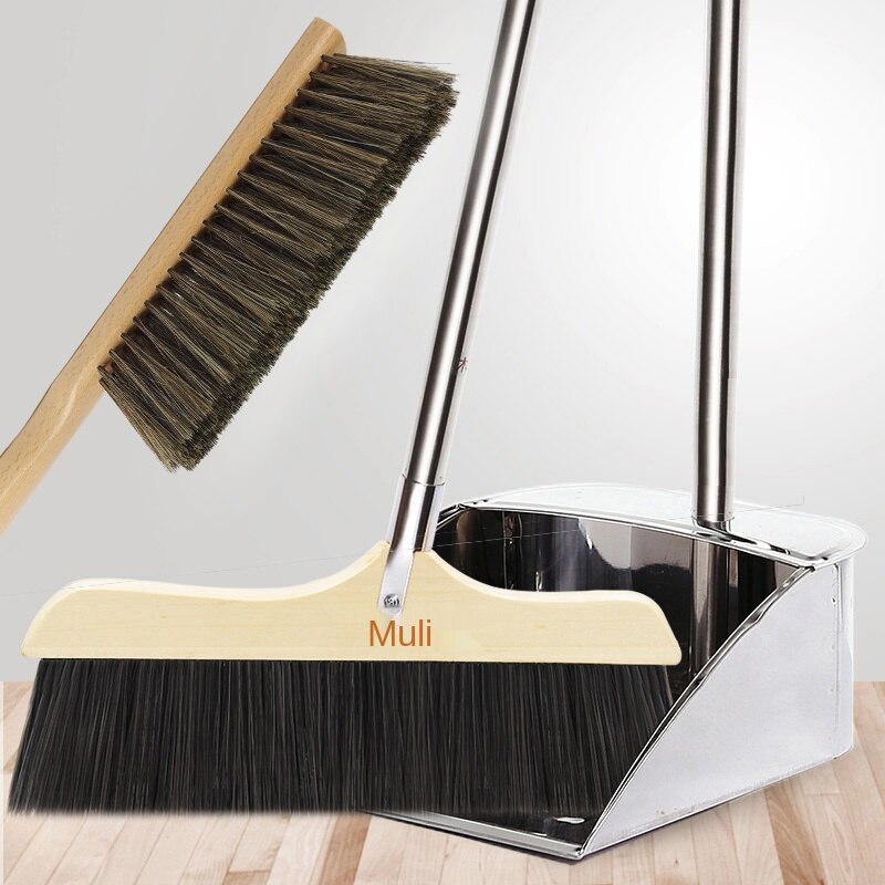 Sweeping Broom Bristle Hair Brush Dustpan Set Household Single Broom Combo Soft Hair Brush Hair Marvelous Wiper: Army Green