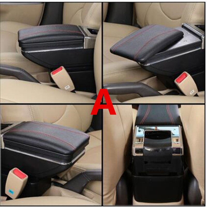 Para Opel Astra caja de reposabrazos Opel Astra H Universal para coche Central caja de almacenamiento soporte de taza Cenicero accesorios de modificación: A black red line
