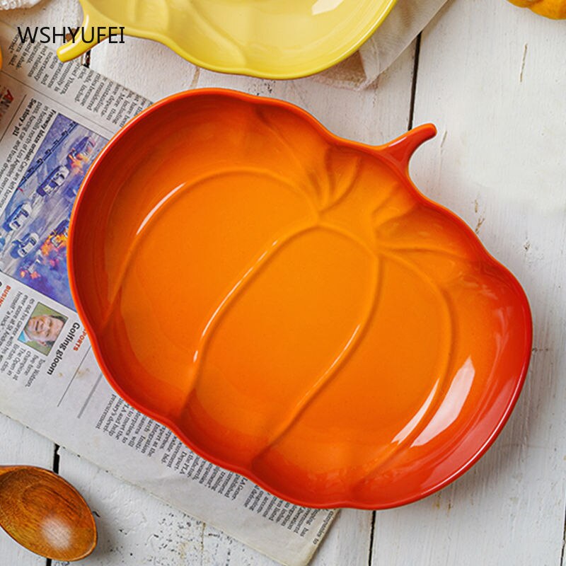 Ceramic Pumpkin Plate Plate Japanese Pasta Plates Jewelry Trays Household Products Kitchenware Kitchen Supplies