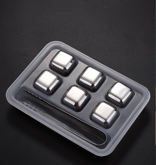Stainless Steel Ice Cube Metal Block Iced Ice Cube Food Grade Beer Ice Hockey Whisky Stone Quick-Frozen beer cooler: 6PCs Square