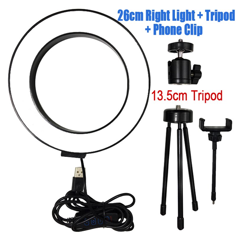 LED Selfie Ring Light 26cm/16cm Camera Photo Studio Light Dimmable Photography Fill Lamp For Live Video With Tripod Phone Holder: Model 4