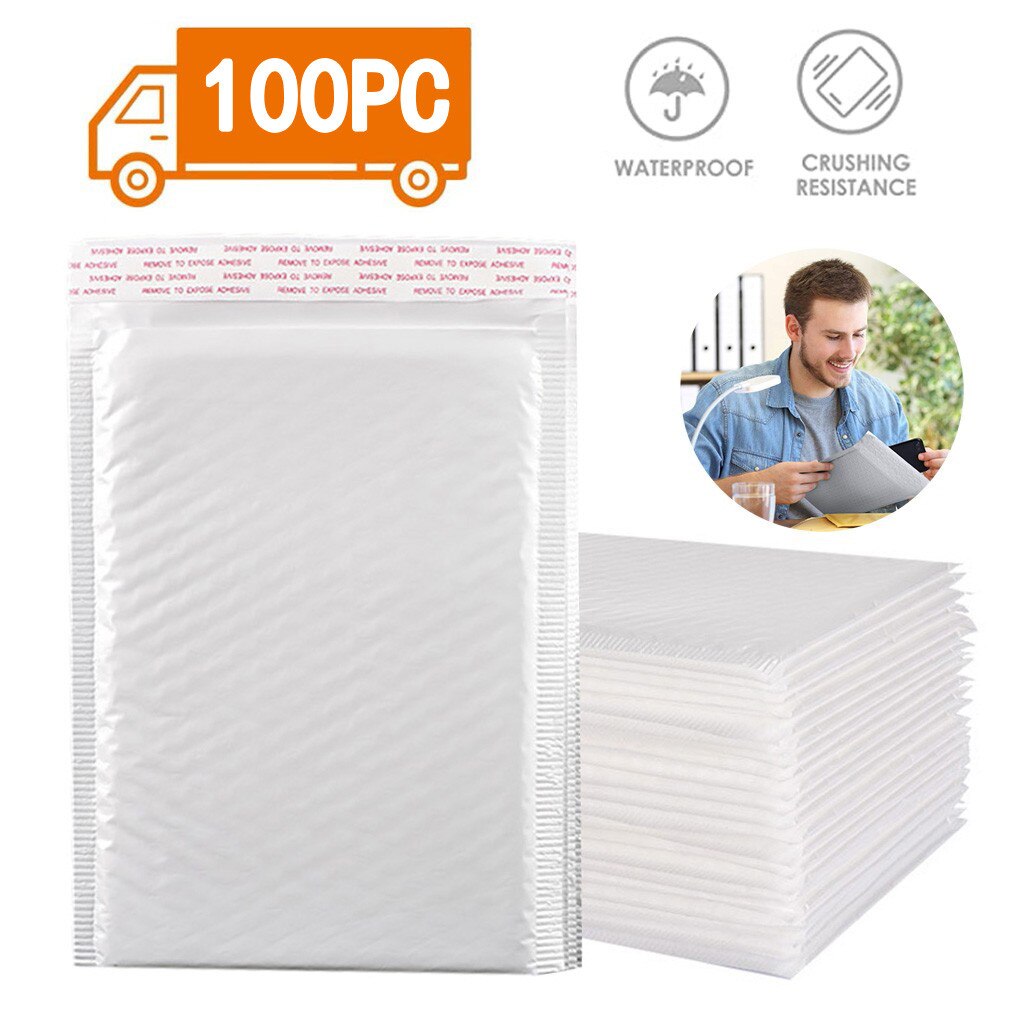 100 Stks/partij Envelop Zakken Schuim Self Seal Mailers Gevoerde Enveloppen Met Bubble Mailing Tas Pakketten Tas Wit: Default Title