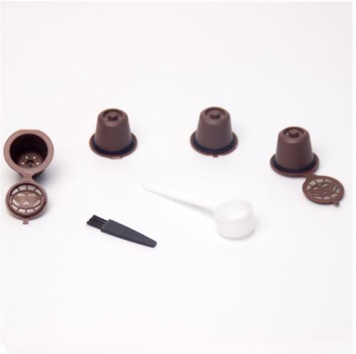 AA 4 filled reusable coffee capsule pods for Nespresso: Brown