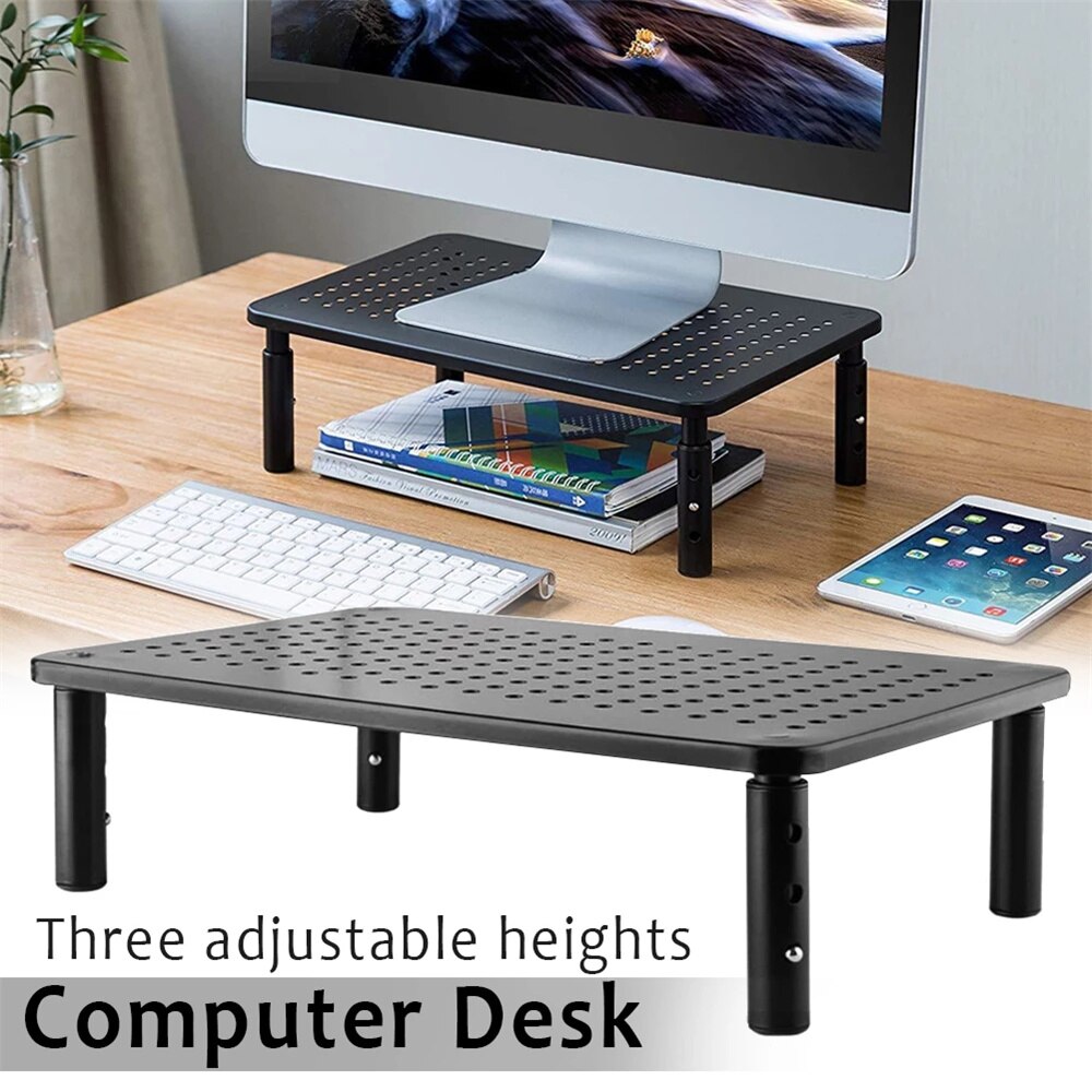 Adjustable Monitor Standing Holder Riser 3 Height Desktop Monitor Stand with Cooling Mesh Platform For Laptop PC Computer