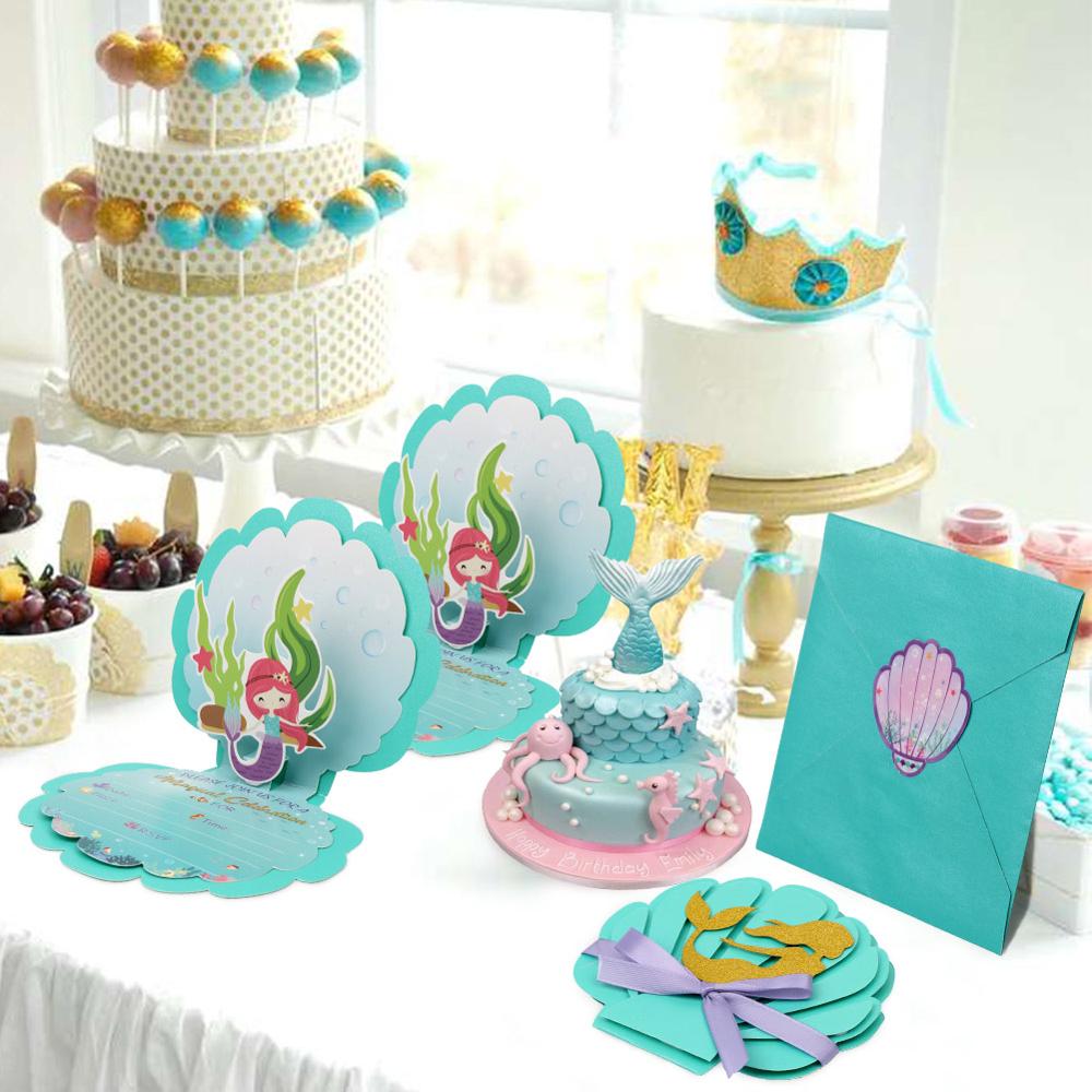 OurWarm syrena papier cukierki pudełko karta zaproszenie torby na prezenty dziewczyny urodziny traktować syrenka impreza dobrodziejstw dekoracji