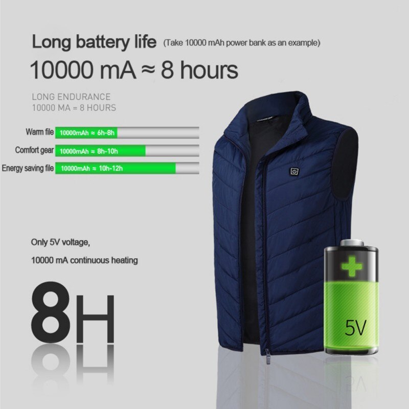 Heated Vest Men Electric Heating Cycling Vest Winter Thermal Jacket Usb Charging Washable Outdoor Fishing Hunting Golf Waistcoat