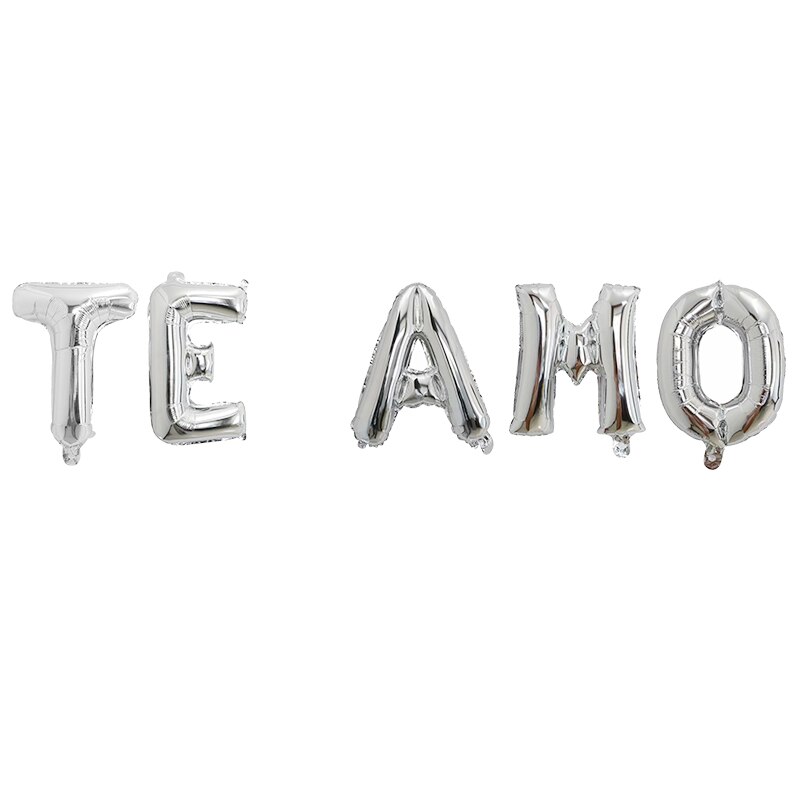 5 pièces 16 pouces espagnol Te amo lettre ballons décorations de fête de mariage je t'aime mère saint valentin air globos fournitures: 3