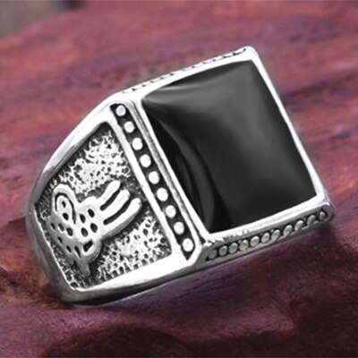 Anel de gotejamento de óleo quadrado preto vintage anéis de casamento masculino liga acessórios de jóias: 8 / 1