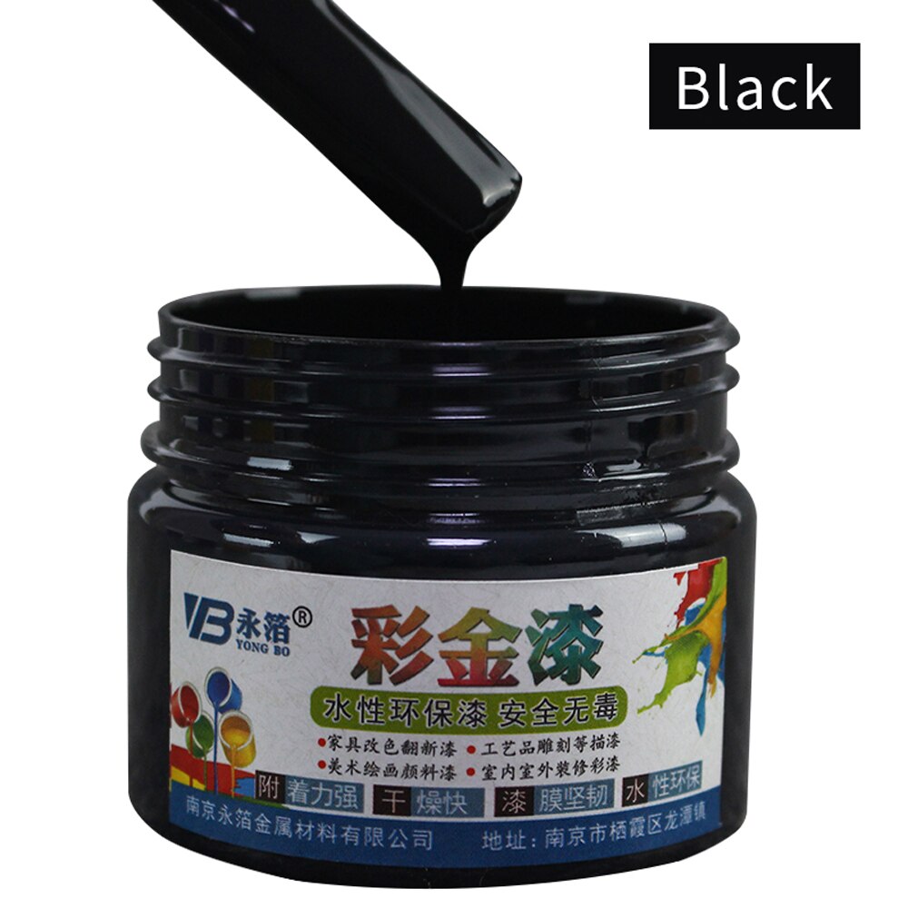 100g Black Water-based Paint Varnish for Iron&amp;Wooden Doors,Fences,Furniture,Cabinet,Handcrafts,Wall,Painting Free Brush&amp;Gloves