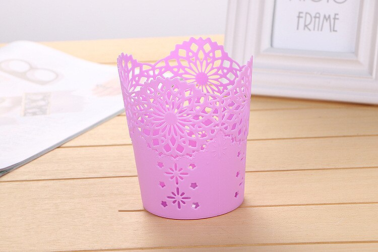 Portalápices de flores huecas, organizador de oficina, papelería, portalápices, caja de barriles de almacenamiento, soporte para brochas de maquillaje