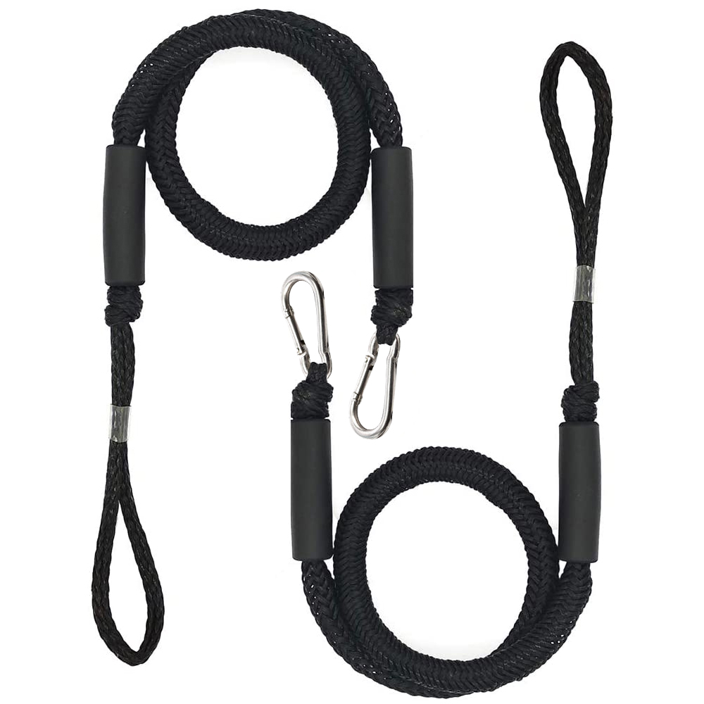 Cuerda elástica para amarre de barco, cuerda de acoplamiento de 4-5,5 pies, flotador de espuma, accesorios para barcos de pesca, 1/2 paquetes: black