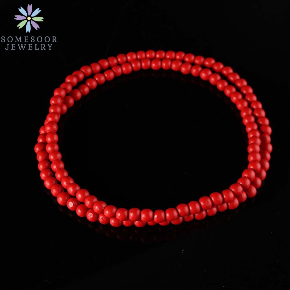 SOMESOOR-collar de cadena con cuentas redondas para hombre y mujer, cadena colorida de 45cm de longitud, accesorios colgantes hechos a mano, joyería: Red